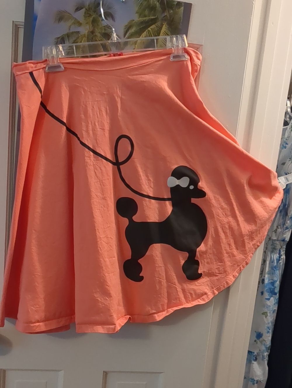 Amazon Peach A-Line Skirt with Black Poodle Graphic
